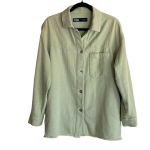 Zara Light Weight Green Shirt Jacket, Size small